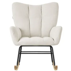 ML-Design beige schommelstoel, met badstof bekleding, stalen frame, houten poten