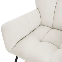 ML-Design beige schommelstoel, met badstof bekleding, stalen frame, houten poten
