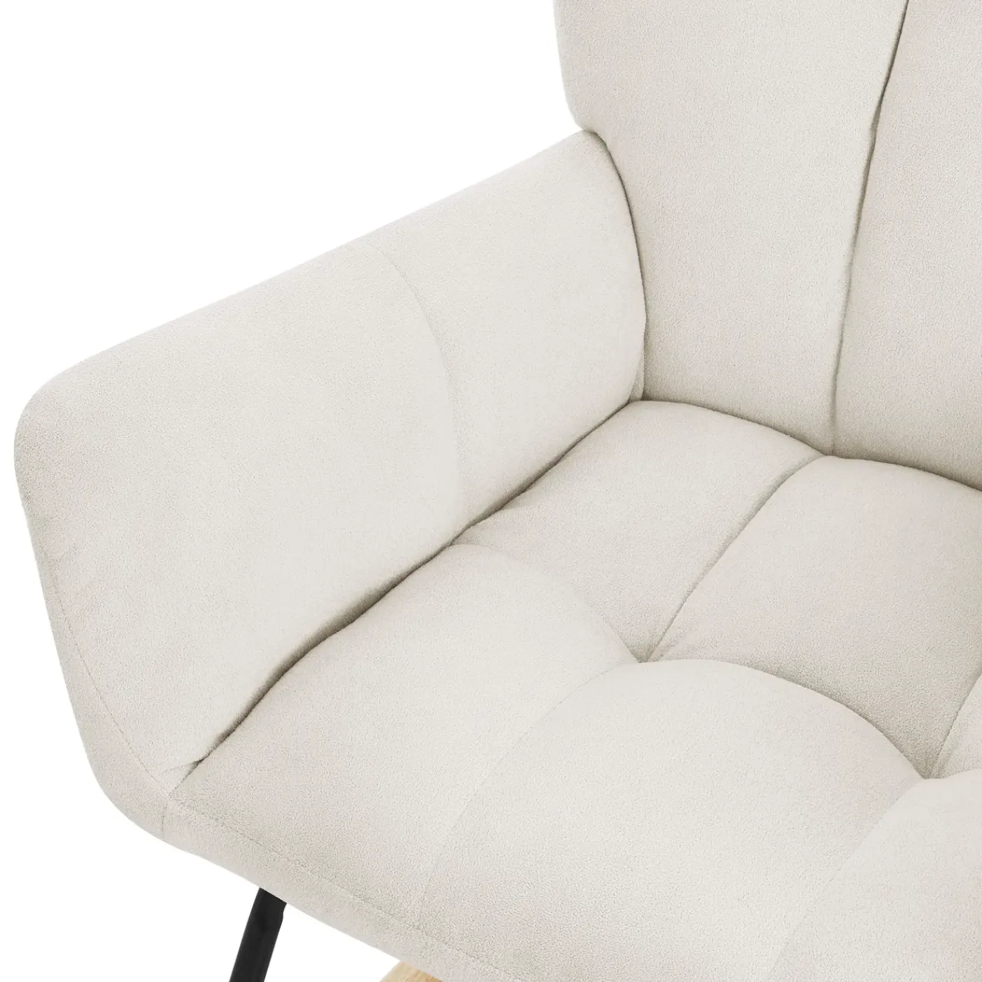 ML-Design beige schommelstoel, met badstof bekleding, stalen frame, houten poten