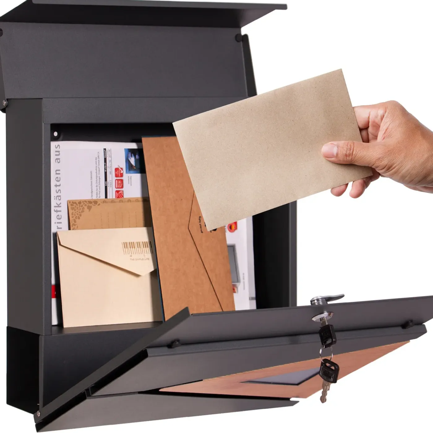 ML-Design Brievenbus 37x36.5x11 cm antraciet, brievenbus voor wandmontage