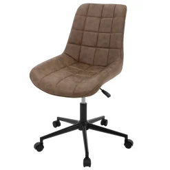 ML-Design bureaustoel, bruin,kunstlederen zitting, metalen frame, gestoffeerde stoel met rugleuning
