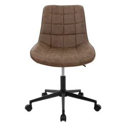 ML-Design bureaustoel, bruin,kunstlederen zitting, metalen frame, gestoffeerde stoel met rugleuning