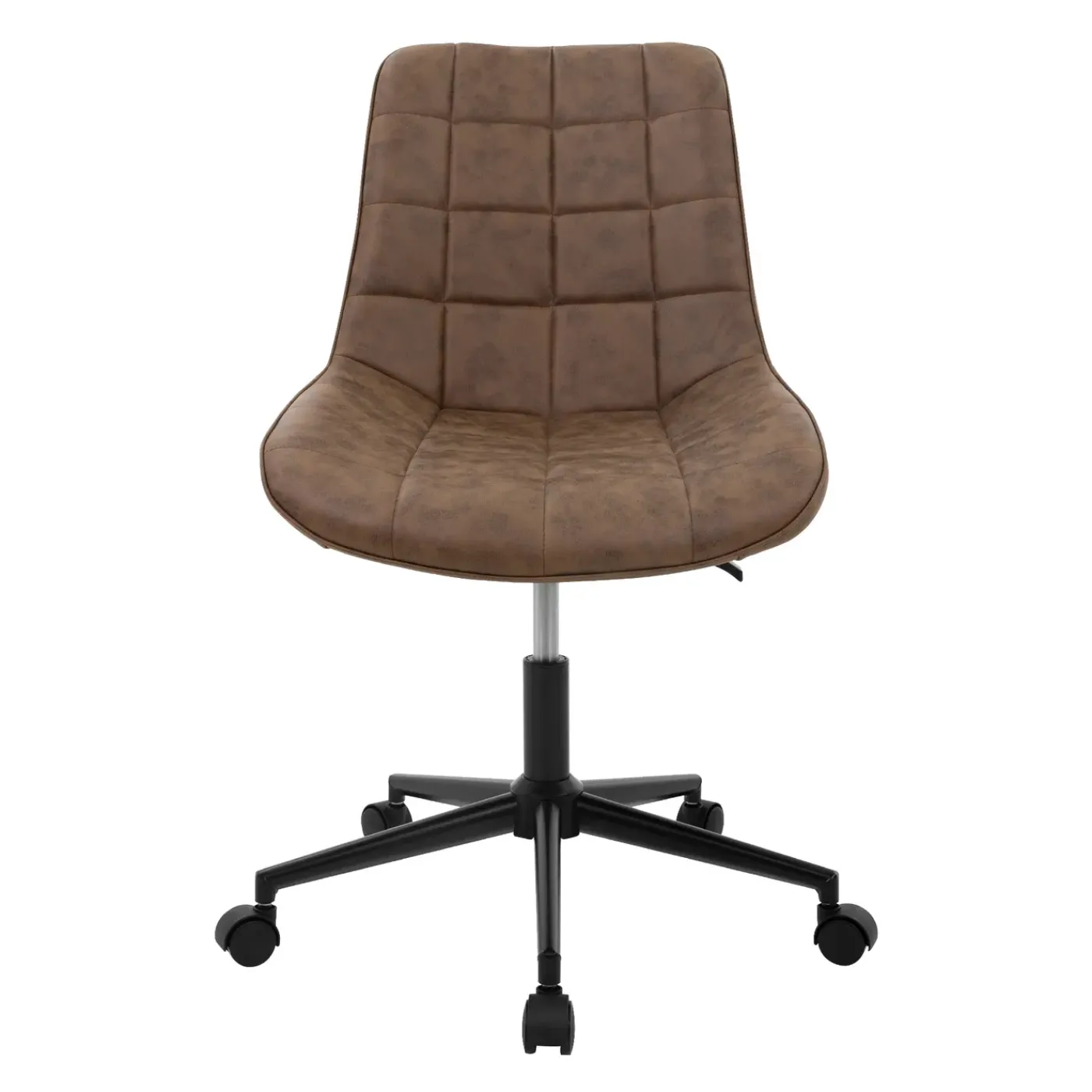 ML-Design bureaustoel, bruin,kunstlederen zitting, metalen frame, gestoffeerde stoel met rugleuning
