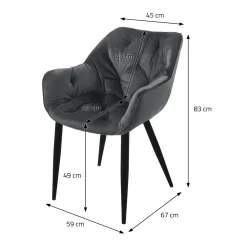 ML-Design Eetkamerstoel set van 4 stuk s Antraciet, Keukenstoel