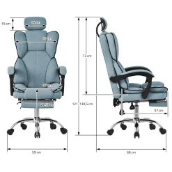 ML-Design ergonomische blauwe bureaustoel, in hoogte verstelbare bureaustoel