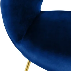 ML-Design fluwelen eetkamerstoel, blauw met ronde rugleuning