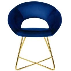 ML-Design fluwelen eetkamerstoel, blauw met ronde rugleuning