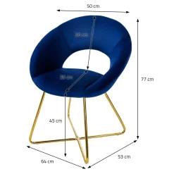 ML-Design fluwelen eetkamerstoel, blauw met ronde rugleuning