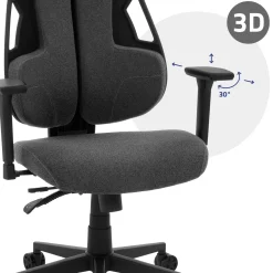 Ml-design Gamingstoel Ergonomische Stof Grijs Met 3d Armleuningen Hoofdsteun Lendensteun