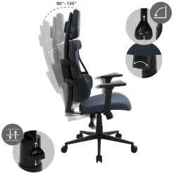 ML-Design Gamingstoel Ergonomische Stof Blauw Met 3d Armleuningen Hoofdsteun Lendensteun