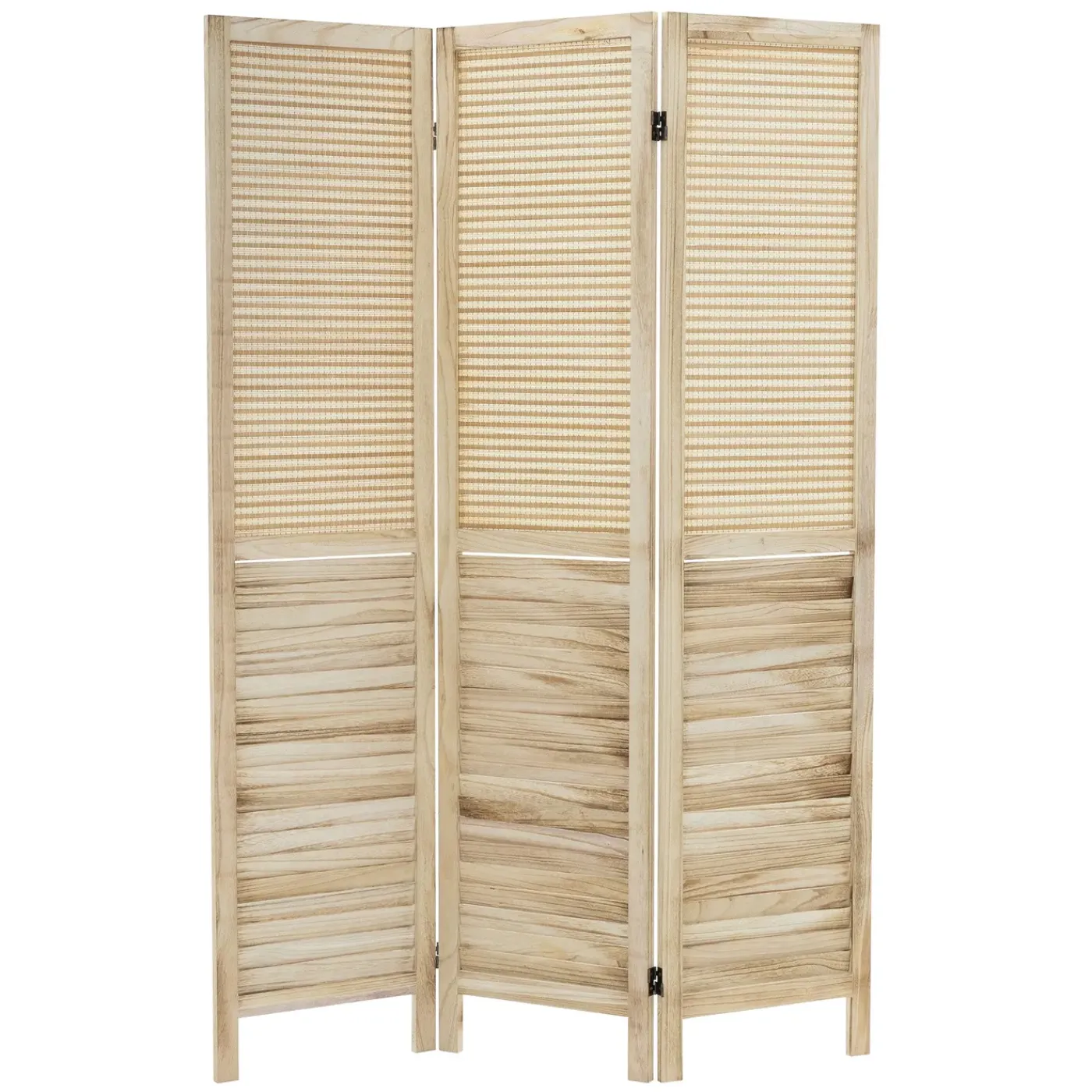 ML-Design Kamerscherm Osaka 3-delig 170x121cm Naturel Hout Opvouwbaar Vrijstaand Binnen