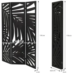 Ml-design Kamerscherm Sapporo 3-delig 170x121cm Zwart Hout Opvouwbaar Vrijstaand Binnen