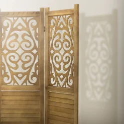 ML-Design Kamerscherm Tokio 3-delig 170x121cm Naturel Hout Opvouwbaar Vrijstaand Binnen