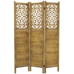 ML-Design Kamerscherm Tokio 3-delig 170x121cm Naturel Hout Opvouwbaar Vrijstaand Binnen