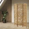 Ml-design Kamerscherm Yokohama 3-delig 172x121cm Naturel Hout Opvouwbaar Vrijstaand Binnen
