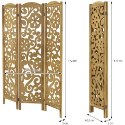 Ml-design Kamerscherm Yokohama 3-delig 172x121cm Naturel Hout Opvouwbaar Vrijstaand Binnen