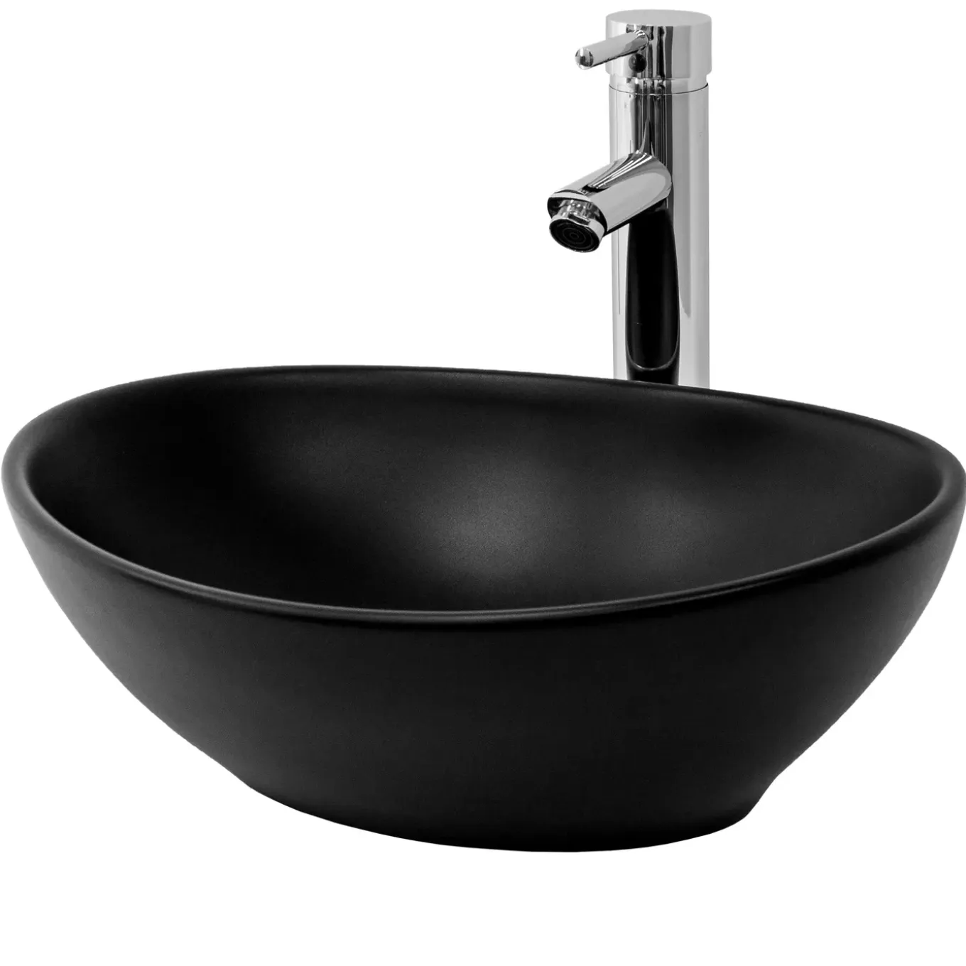 ML-Design Keramische Wasbak in Zwart Mat 41x33,5x14,5cm Ovale