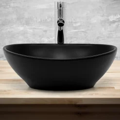 ML-Design Keramische Wasbak in Zwart Mat 41x33,5x14,5cm Ovale