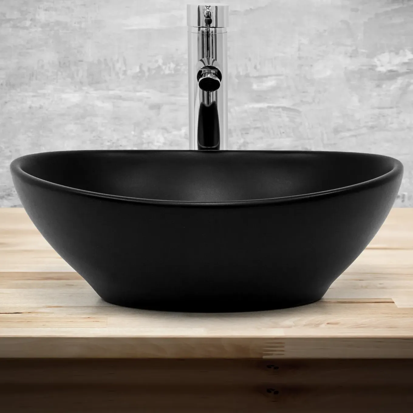 ML-Design Keramische Wasbak in Zwart Mat 41x33,5x14,5cm Ovale