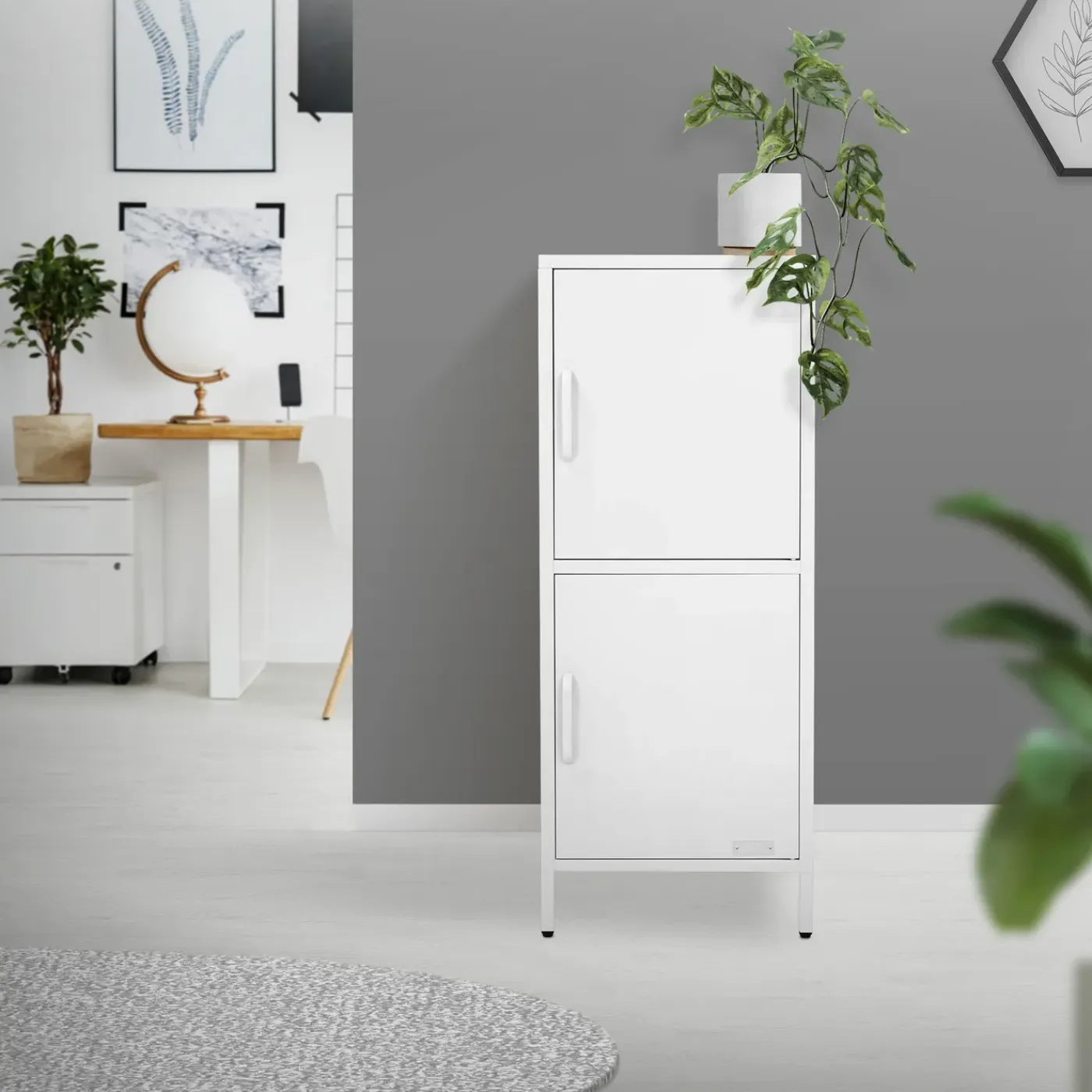 ML-Design Metalen Archiefkast Staal Wit 40x101,5x40 Cm Kantoorkast 2 Deuren Legplanken