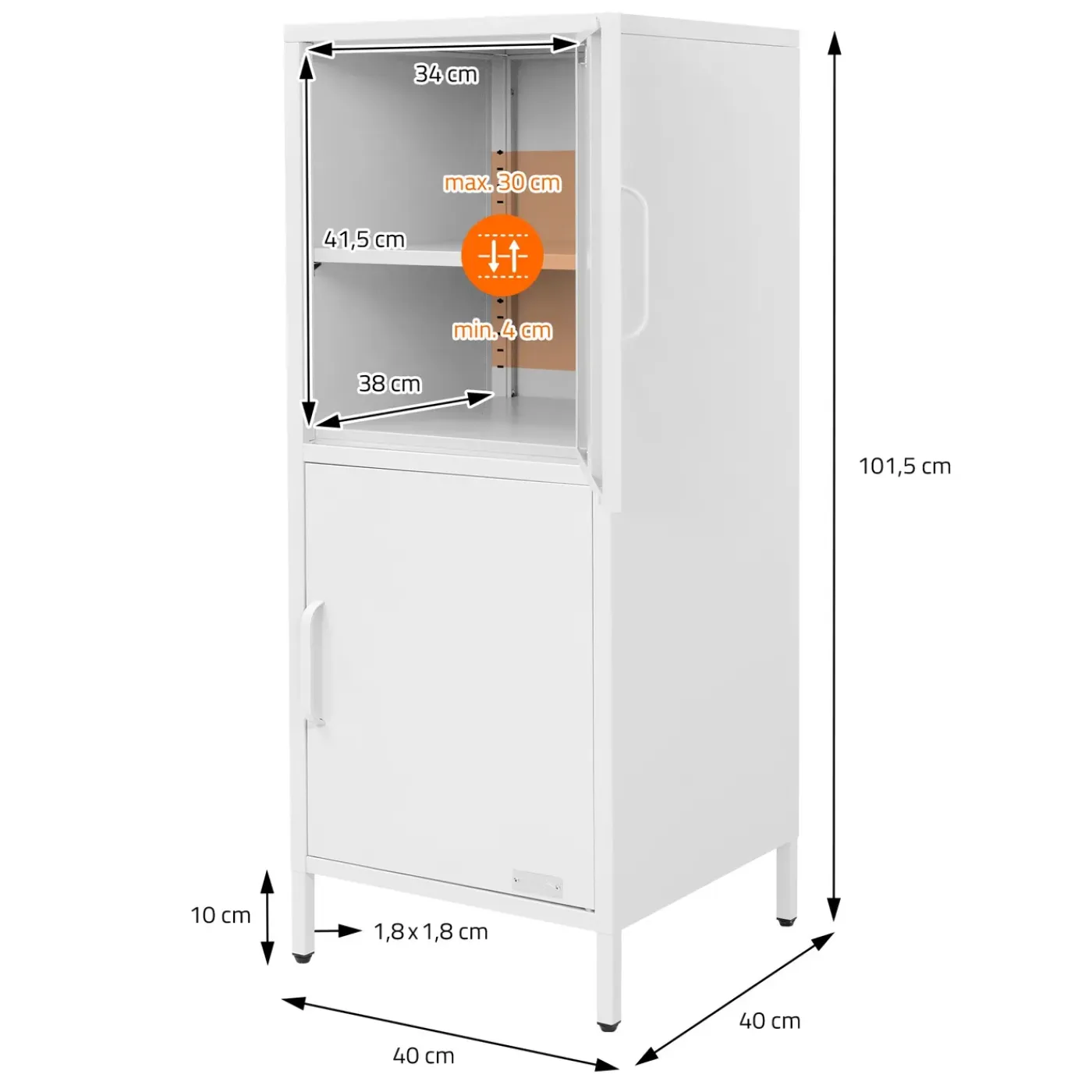 ML-Design Metalen Archiefkast Staal Wit 40x101,5x40 Cm Kantoorkast 2 Deuren Legplanken