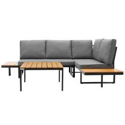 ML-Design - Modulaire hoekbank tuinlounge set 3 - grijs houtlook - aluminium meubelen