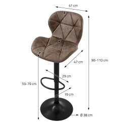 ML-Design Set van 4 Barkruk, bekleding kunstleer, bruin, gestoffeerde barstoel