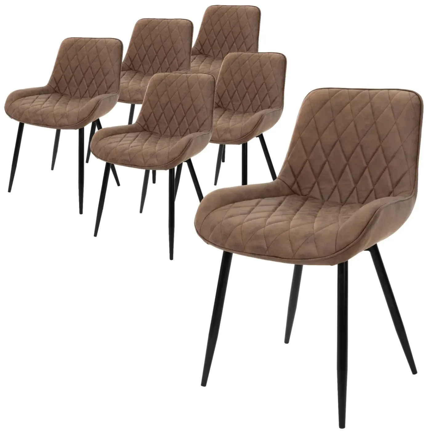 ML-Design Set van 6 Eetkamerstoelen met rugleuning en armleuningen, bruin