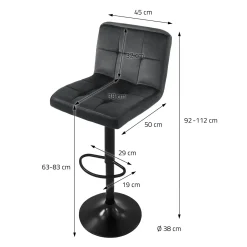 ML-Design Set van 4 fluwelen barkrukken, grijs, beklede stoel met rugleuning en voetsteunen