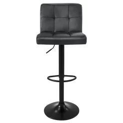 ML-Design Set van 4 fluwelen barkrukken, grijs, beklede stoel met rugleuning en voetsteunen