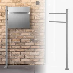 ML-Design Sokkelsteun voor zilveren brievenbus in roestvrij staal 120 cm