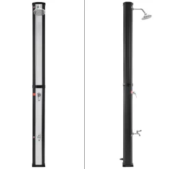 ML-Design Solar Douche 35L 217 Cm Met Voetdouche En Regendouchekop, Zilver-zwart