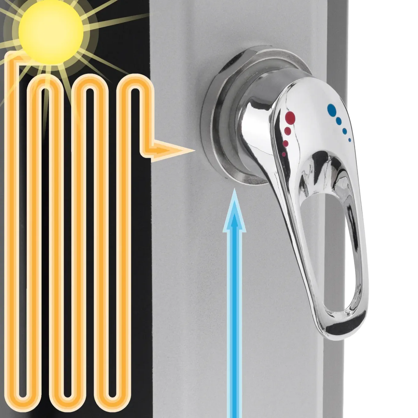 ML-Design Solar Douche 35L 217 Cm Met Voetdouche En Regendouchekop, Zilver-zwart