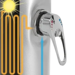 ML-Design Solar Douche 20 L 217cm Rond Met Voetdouche En Regendouchekop, Zilver-zwart, Warm Water