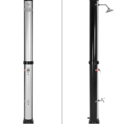 ML-Design Solar Douche 35 L 217cm Rond Met Voetdouche En Regendouchekop, Zilver-zwart
