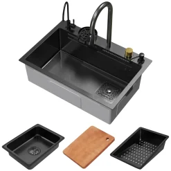 ML-Design spoelbak RVS 68x46 cm antraciet, multifunctionele keuken spoelbak rechthoekig