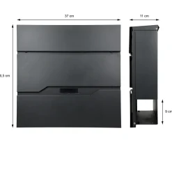 ML-Design Staande brievenbus met krantenvak, Brievenbus antraciet 37x11x36,5cm, Roestvast staal