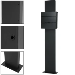 ML-Design Staande brievenbus met krantenvak, Brievenbus antraciet 37x11x36,5cm, Roestvast staal