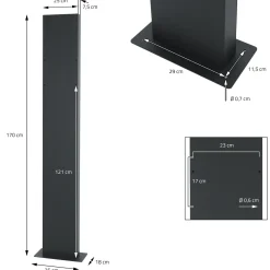 ML-Design Staande brievenbus met krantenvak, Brievenbus antraciet 37x11x36,5cm, Roestvast staal