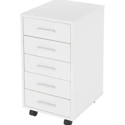ML-Design verrijdbare ladebak wit, met 5 laden, 33x38x63,5 cm
