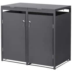 Ml-design Vuilnisbak Box 240l Voor 2 Afvalemmer 132x80x120 Cm Antraciet Staal