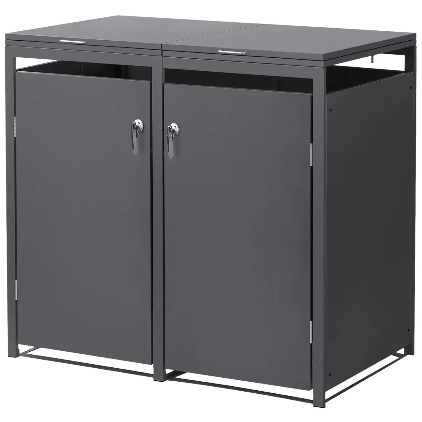 Ml-design Vuilnisbak Box 240l Voor 2 Afvalemmer 132x80x120 Cm Antraciet Staal