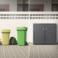 Ml-design Vuilnisbak Box 240l Voor 2 Afvalemmer 132x80x120 Cm Antraciet Staal