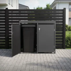Ml-design Vuilnisbak Box 240l Voor 2 Afvalemmer 132x80x120 Cm Antraciet Staal