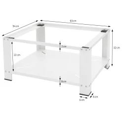 ML-Design wasmachine onderstel wit staal 63x54 cm stevig met plank 32 cm poten tot 150 kg