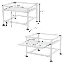 ML-Design wasmachine verhoger uittrekbaar Plateau wit 625x535x450 cm staal verstelbaar