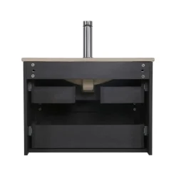 Mob-in - Badkamermeubelset Voor Onderwastafel - Sorrento - Satijnzwart - 3-delig - 60 Cm