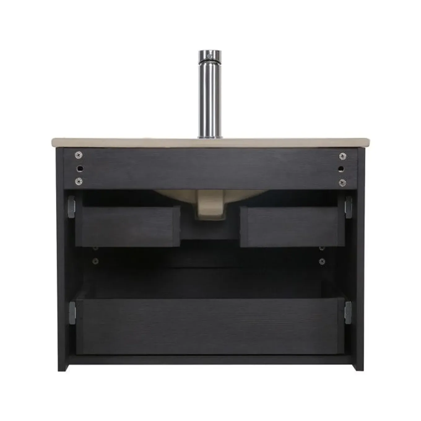 Mob-in - Badkamermeubelset Voor Onderwastafel - Sorrento - Satijnzwart - 3-delig - 60 Cm