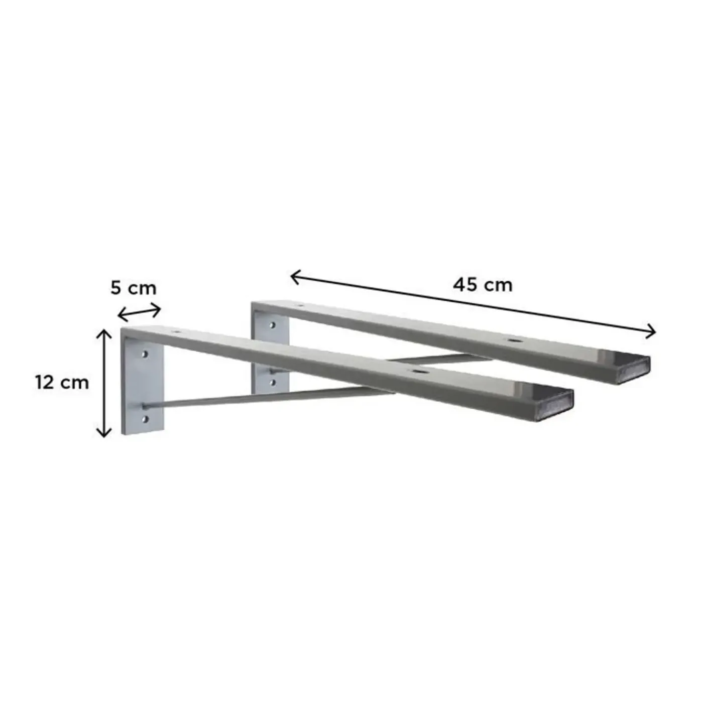 Mob-in - Hangend Badkamermeubelblad - Will - Grijs - Met Hoeksteunen - 120 Cm