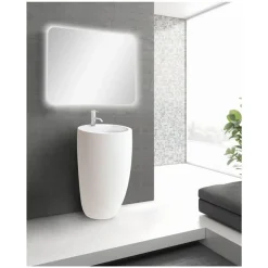 Mob-in - Keramische Zuilwastafel - Geïntegreerde Overloop - 52x85x53 Cm